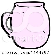 Cartoon Of A Pink Coffee Mug 2 Royalty Free Vector Clipart by lineartestpilot