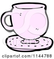 Cartoon Of A Pink Coffee Mug 3 Royalty Free Vector Clipart by lineartestpilot