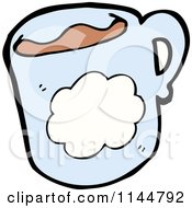 Cartoon Of A Blue Coffee Mug With A Cloud 2 Royalty Free Vector Clipart by lineartestpilot