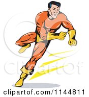 Clipart Of A Retro Super Hero Guy Running Royalty Free Vector Illustration