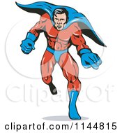 Clipart Of A Male Superhero Running And Pointing Royalty Free Vector Illustration