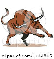 Clipart Of A Running Bull Royalty Free Vector Illustration