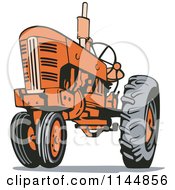 Poster, Art Print Of Retro Orange Tractor 1