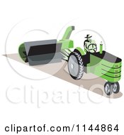 Clipart Of A Man Operating A Green Tractor Royalty Free Vector Illustration