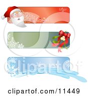 Santa Mistletoe And Snowflake Banners Or Labels For Christmas Clipart Illustration