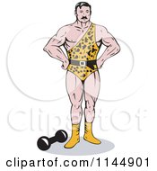 Clipart Of A Strong Man In A Leopard Uniform Royalty Free Vector Illustration