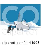 Poster, Art Print Of Ship With Penguins In The Arctic
