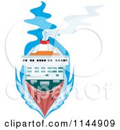 Clipart Of An Aerial View Of A Cargo Ship Royalty Free Vector Illustration