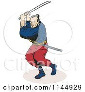 Poster, Art Print Of Ninja Fighting With A Katana Sword