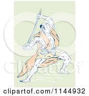 Clipart Of A Fighting Samurai Warrior Royalty Free Vector Illustration