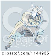 Clipart Of A Fighting Samurai Reaching For A Sword Royalty Free Vector Illustration