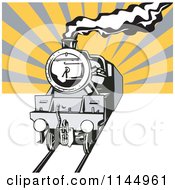 Poster, Art Print Of Retro Steam Engine Train Over Rays