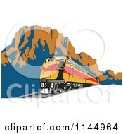 Clipart Of A Retro Train In A Canyon Royalty Free Vector Illustration