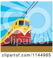 Poster, Art Print Of Retro Electric Train Over Blue