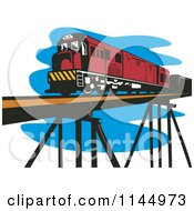 Poster, Art Print Of Retro Train On A Bridge
