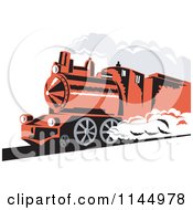 Poster, Art Print Of Retro Red Steam Engine Train