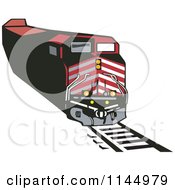 Clipart Of A Retro Red Train 1 Royalty Free Vector Illustration