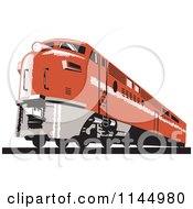 Poster, Art Print Of Retro Orange Diesel Train