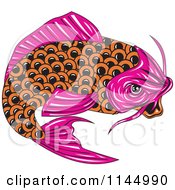 Poster, Art Print Of Retro Pink And Orange Koi Fish