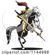 Clipart Of A Retro Knight With A Lance On A Jousting Horse 2 Royalty Free Vector Illustration by patrimonio #COLLC1144996-0113
