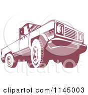 Poster, Art Print Of Retro Red Pickup Truck From The Low Front