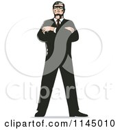 Retro Secret Agent Standing With Folded Arms