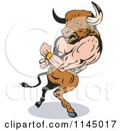 Clipart Of A Mythical Minotaur Running Royalty Free Vector Illustration