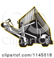 Clipart Of A Retro Black And White Trailer Outlined In Yellow Royalty Free Vector Illustration
