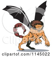 Poster, Art Print Of Mythical Manticore Creature Attacking
