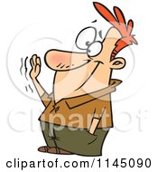Cartoon Of A Happy Man Waving Goodbye Royalty Free Vector Clipart