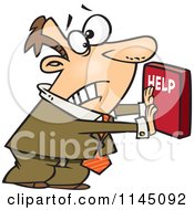 Poster, Art Print Of Frantic Businessman Pushing A Help Button