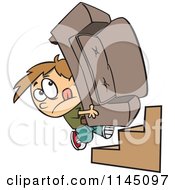 Mover Boy Carrying A Couch Up Stairs