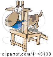 Cartoon Of A Goat In A Milk Stand Royalty Free Vector Clipart