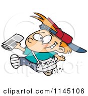 Poster, Art Print Of Happy Paperboy Holding A Newspaper