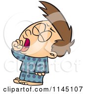 Cartoon Of A Tired Boy Yawning Royalty Free Vector Clipart