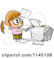 Little Girl Trying To Use A Copier Machine