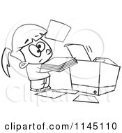 Poster, Art Print Of Black And White Little Girl Trying To Use A Copier Machine