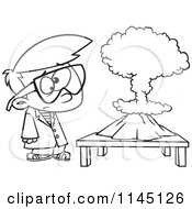 Black And White Scientist Boy With A Mushroom Cloud Project