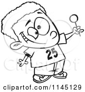 Poster, Art Print Of Black And White Happy Black Boy Holding Up A Lollipop