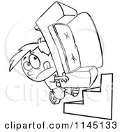 Poster, Art Print Of Black And White Mover Boy Carrying A Couch Up Stairs