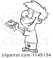 Poster, Art Print Of Black And White Happy Boy With A Messy Jam Sandwich