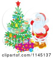 Poster, Art Print Of Santa Decorating A Christmas Tree