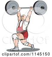 Poster, Art Print Of Retro Bodybuilder Doing Lunges With A Barbell