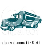 Poster, Art Print Of Retro Teal Oil Big Rig Truck