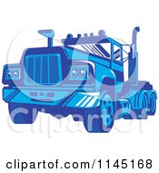 Poster, Art Print Of Retro Blue Big Rig Truck 3