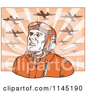 Poster, Art Print Of Retro Ww2 Airman Pilot Under Planes