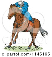 Clipart Of A Retro Derby Horse Race Jockey 2 Royalty Free Vector Illustration