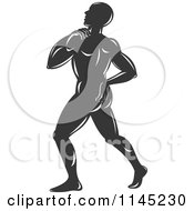 Clipart Of A Human Anatomy Man With Back Pain Royalty Free Vector Illustration by patrimonio
