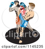 Poster, Art Print Of Boxer Fighter Kicking An Opponent 2