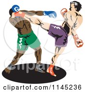 Poster, Art Print Of Boxer Fighter Kicking An Opponent 1